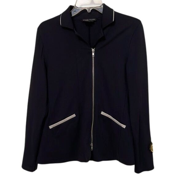 Peace of Cloth Black Full Zip Jacket Womens Size Medium Minimalist Travel Work - Picture 1 of 11